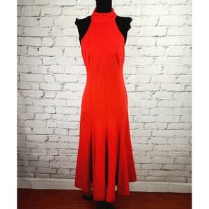 Maeve Dress Halter Flounced Midi Anthropologie Backless Romantic Valentines Day